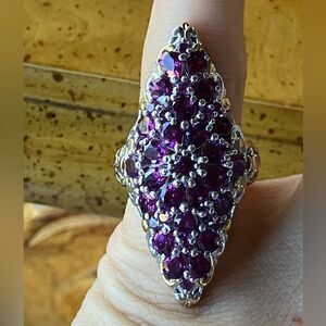 Natural Ember Garnet Sterling Silver Cocktail Ring Size 5